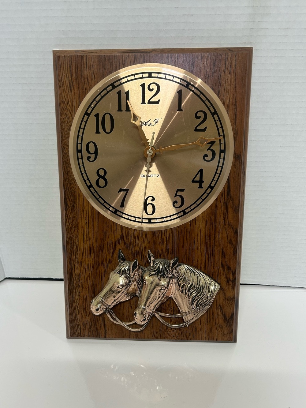 Vintage AF Quartz Horse Wood Equestrian Decor Wall Clock